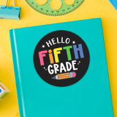 Hallo vijfde klas terug naar school ronde sticker