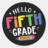 Hallo vijfde klas terug naar school ronde sticker (Voorkant)