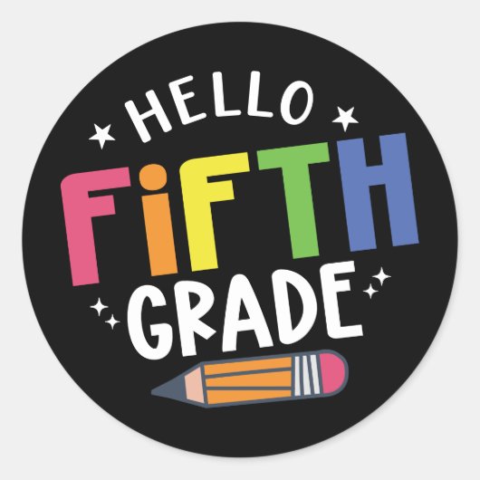 Hallo vijfde klas terug naar school ronde sticker (Voorkant)