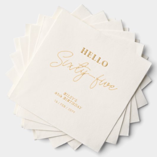 Hallo Vijfenzestig Modern Script 65ste verjaardags Folie Servetten (Insitu (Gestapeld))