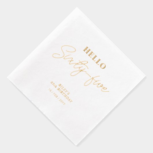 Hallo Vijfenzestig Modern Script 65ste verjaardags Folie Servetten (Rechts)