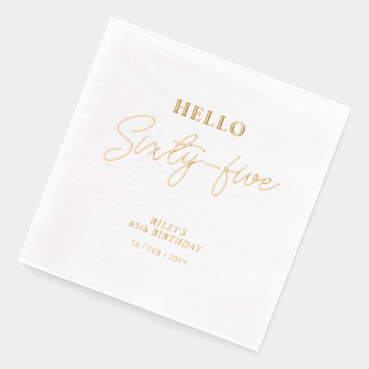 Hallo Vijfenzestig Modern Script 65ste verjaardags Folie Servetten (Links)