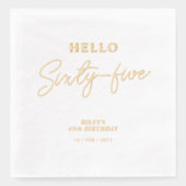 Hallo Vijfenzestig Modern Script 65ste verjaardags Folie Servetten (Voorkant)
