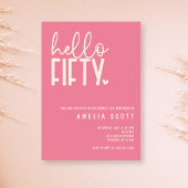 Hallo Vijftig 50e Verjaardag Modern Roze Minimaal Kaart