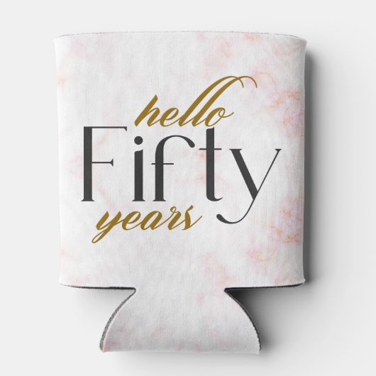 Hallo Vijftig 50ste verjaardag Chique Zwart en Gou Blikjeskoeler (Achterkant)