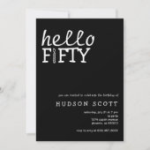 Hallo Vijftig 50ste verjaardagsfeest Modern Black Kaart (Voorkant)