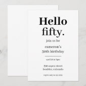 Hallo Vijftig Chic Modern 50ste Verjaardagsfeestje Kaart (Voorkant / Achterkant)