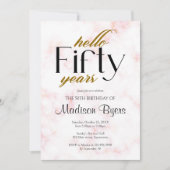 Hallo Vijftig chique marmer 50ste verjaardagsfeest Kaart (Voorkant)