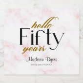 Hallo Vijftig chique marmer 50ste verjaardagsfeest Sparkling Wijnetiket (Enkel label)