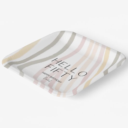 Hallo Vijftig eenvoudige 50ste verjaardagspapier B Papieren Bordje (Gebogen)