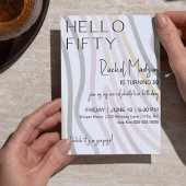 Hallo Vijftig Eenvoudige Zachte Wave Verjaardag ui Kaart