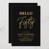 Hallo Vijftig | Goud & Zwart 50ste verjaardagsfees Kaart (Voorkant / Achterkant)