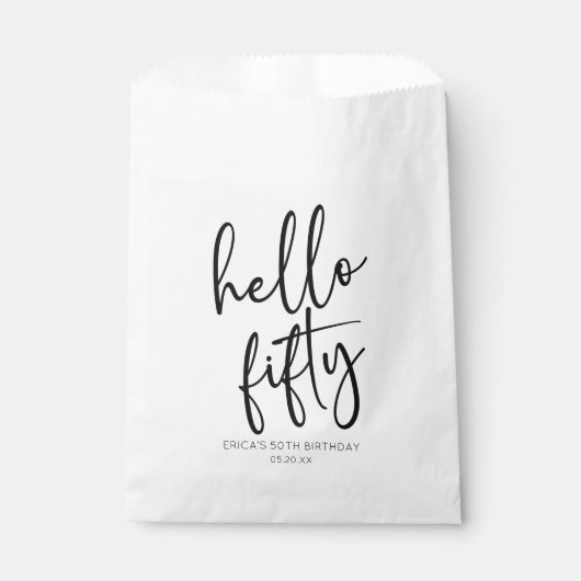 Hallo Vijftig minimalistische 50ste verjaardagsfee Bedankzakje (Voorkant)