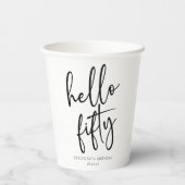Hallo Vijftig minimalistische 50ste verjaardagsfee Papieren Bekers (Achterkant)