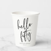 Hallo Vijftig minimalistische 50ste verjaardagsfee Papieren Bekers (Voorkant)