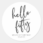 Hallo Vijftig minimalistische 50ste verjaardagsfee Ronde Sticker (Voorkant)