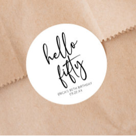 Hallo Vijftig minimalistische 50ste verjaardagsfee Ronde Sticker