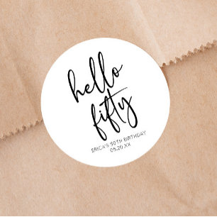Hallo Vijftig minimalistische 50ste verjaardagsfee Ronde Sticker