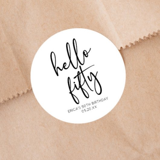 Hallo Vijftig minimalistische 50ste verjaardagsfee Ronde Sticker