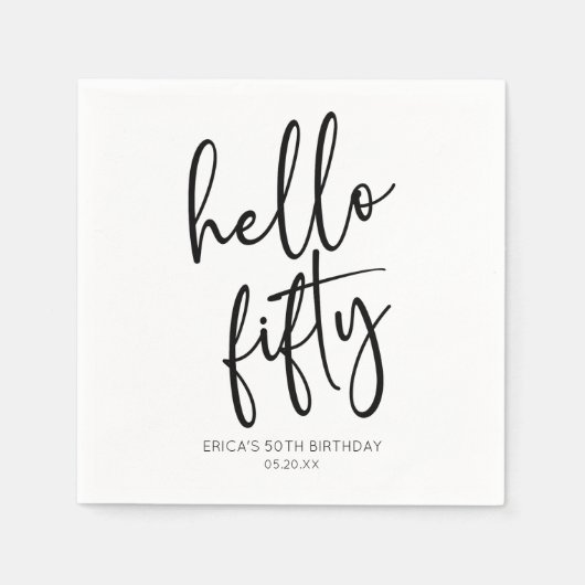 Hallo Vijftig minimalistische 50ste verjaardagsfee Servet (Voorkant)