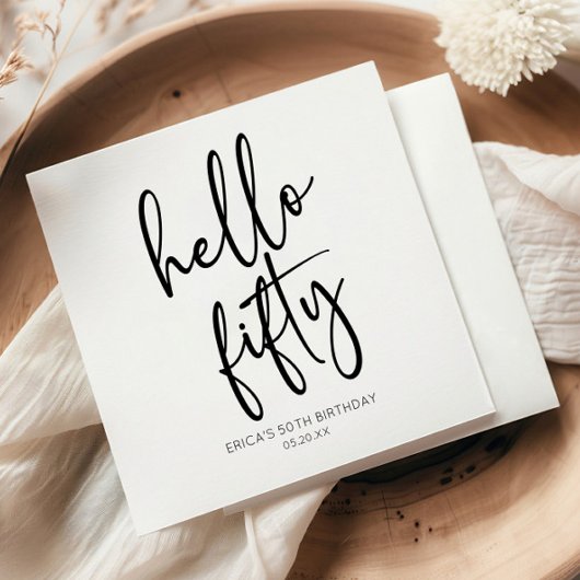 Hallo Vijftig minimalistische 50ste verjaardagsfee Servet