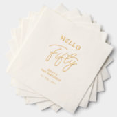 Hallo Vijftig | Modern Script 50e Verjaardagsfeest Folie Servetten (Insitu (Gestapeld))