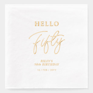 Hallo Vijftig Modern Script 50e Verjaardagsfeest Folie Servetten