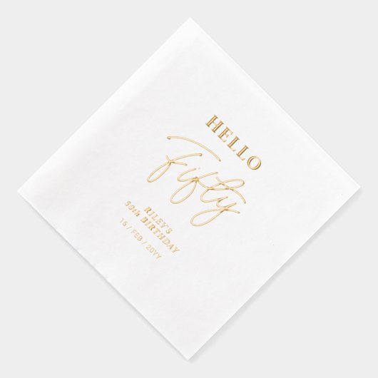 Hallo Vijftig | Modern Script 50ste verjaardagsfee Folie Servetten (Rechts)