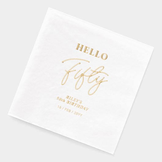 Hallo Vijftig | Modern Script 50ste verjaardagsfee Folie Servetten (Links)