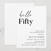 Hallo Vijftig Modern Wit Minimalist 50ste verjaard Kaart (Voorkant / Achterkant)