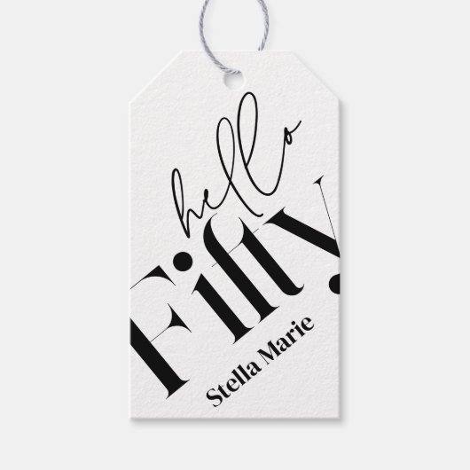 Hallo Vijftig moderne minimale elegante 50ste verj Cadeaulabel (Voorkant)