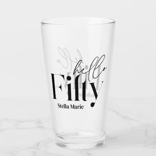 Hallo Vijftig moderne minimale elegante 50ste verj Glas (Achterkant)