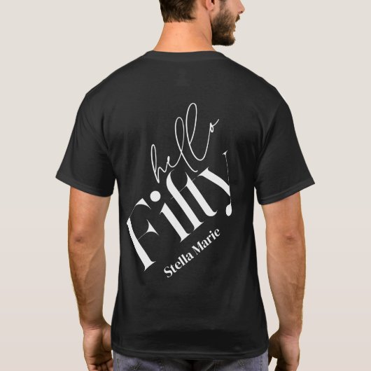 Hallo Vijftig moderne minimale elegante 50ste verj T-shirt (Achterkant)