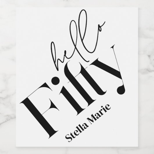 Hallo Vijftig moderne minimale elegante 50ste verj Wijn Etiket (Enkel label)