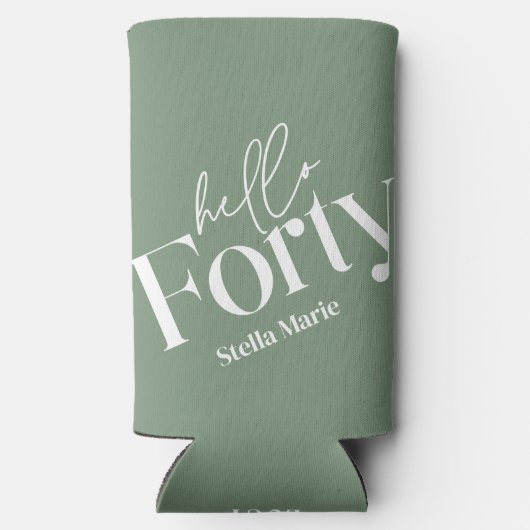 Hallo Vijftig moderne minimale groene 40e verjaard Seltzer Blikjeskoeler (Achterkant)