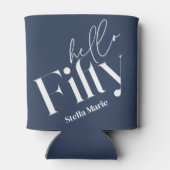 Hallo Vijftig moderne minimale marine blauw 50ste  Blikjeskoeler (Achterkant)