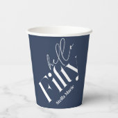 Hallo Vijftig moderne minimale marine blauw 50ste  Papieren Bekers (Achterkant)