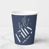 Hallo Vijftig moderne minimale marine blauw 50ste  Papieren Bekers (Voorkant)