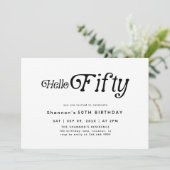 Hallo Vijftig moderne retro 50e verjaardag Kaart (Staand voorkant)