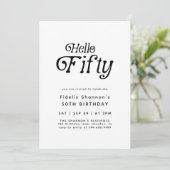 Hallo Vijftig moderne retro 50e verjaardag Kaart (Staand voorkant)