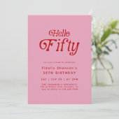 Hallo Vijftig moderne retro 50e verjaardag Kaart (Staand voorkant)