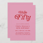 Hallo Vijftig moderne retro 50e verjaardag Kaart (Voorkant / Achterkant)