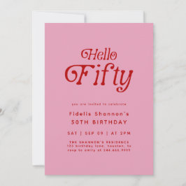 Hallo Vijftig moderne retro 50e verjaardag Kaart