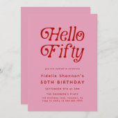 Hallo Vijftig moderne retro 50e verjaardag Kaart (Voorkant / Achterkant)
