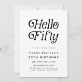 Hallo Vijftig moderne retro 50e verjaardag Kaart (Voorkant)