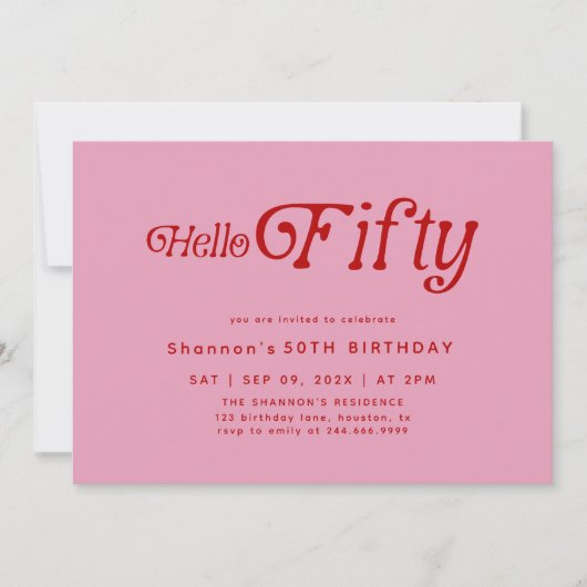 Hallo Vijftig moderne retro 50e verjaardag Kaart (Voorkant)