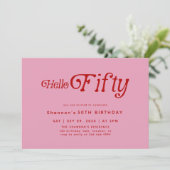 Hallo Vijftig moderne retro 50e verjaardag Kaart (Staand voorkant)