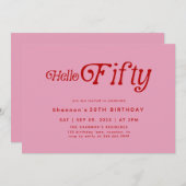 Hallo Vijftig moderne retro 50e verjaardag Kaart (Voorkant / Achterkant)