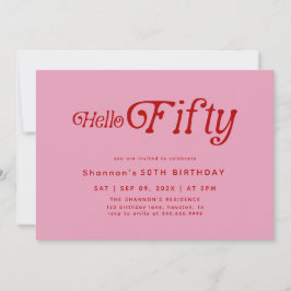 Hallo Vijftig moderne retro 50e verjaardag Kaart