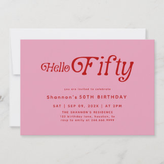 Hallo Vijftig moderne retro 50e verjaardag Kaart